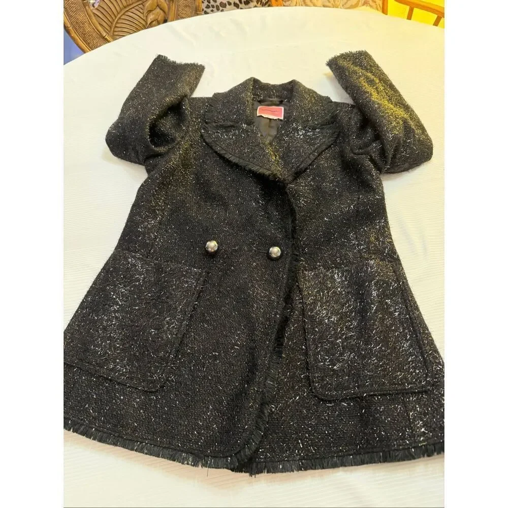 Kate Spade Black Tinsel Metallic Sequel Tweed Blazer Jacket Size 2 New